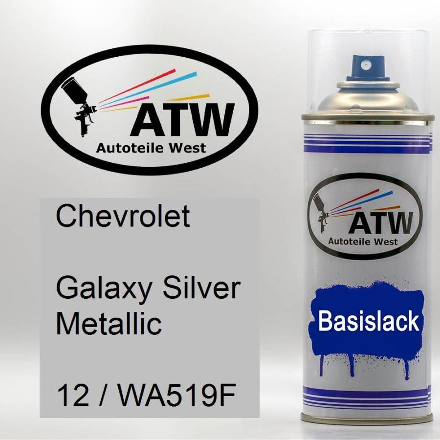 Chevrolet, Galaxy Silver Metallic, 12 / WA519F: 400ml Sprühdose, von ATW Autoteile West.